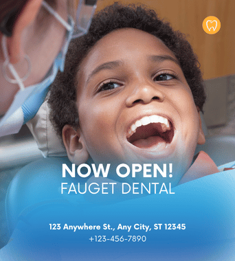 Blue Yellow modern Shape Opening Dental Instagram Post
