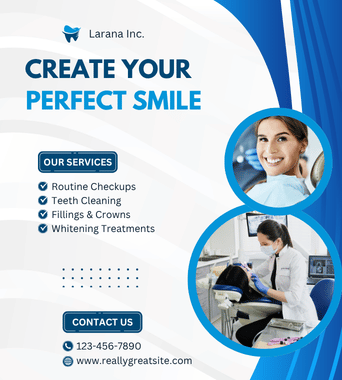 Blue and White Modern Dental Clinic Instagram Post copy