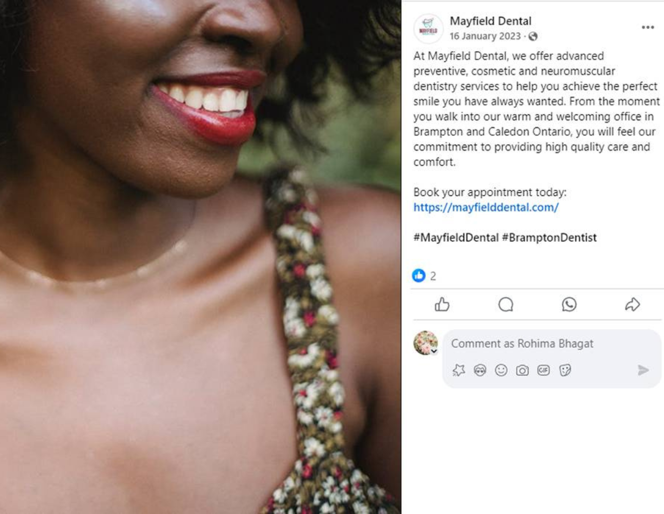 Mayfield dental social media case study before 6