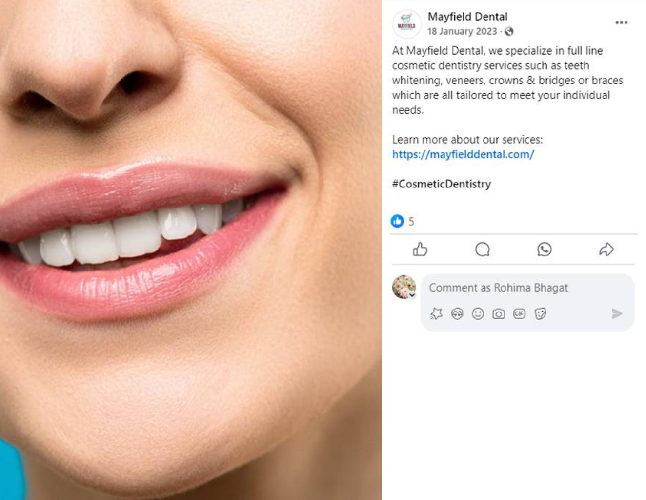 Mayfield dental social media case study before 7